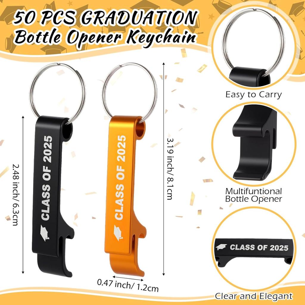 30-100Pcs Class of 2025 Graduation Gifts Bottle Opener Keychain Metal Beer Opener Personalized Opener for Graduation Party Favor