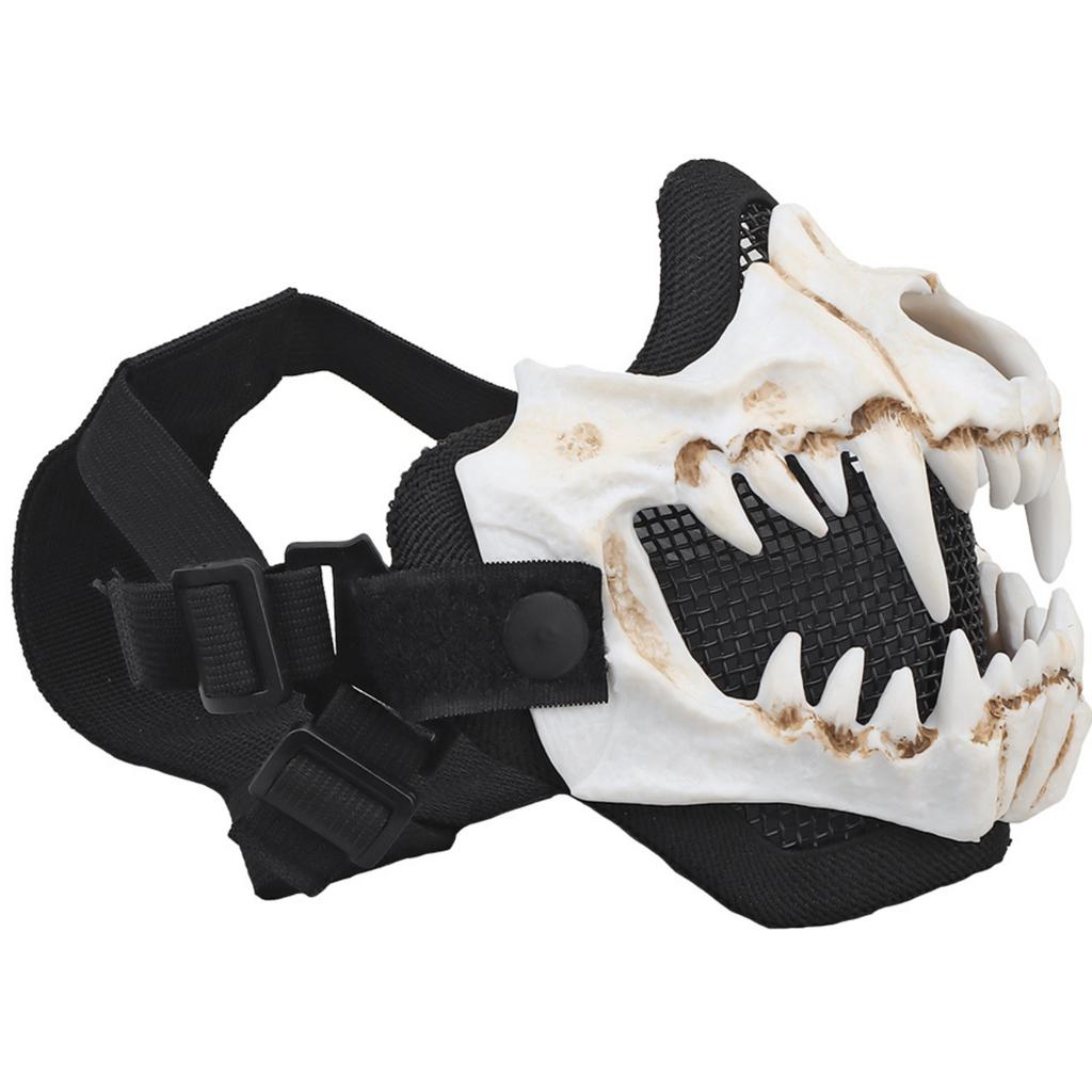 Maschera Zanna, Protezione Facciale Teschio Zanna Oni Rete Tattica Maschera Samurai Mezza Faccia per Softair Caccia CS Halloween Cosplay
