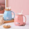 380ml Kawaii Cat Ceramic Mug Set with 3D Kitten Lid & Spoon, Large Capacity Milk Tea Water Cup, Personalized Birthday Gift