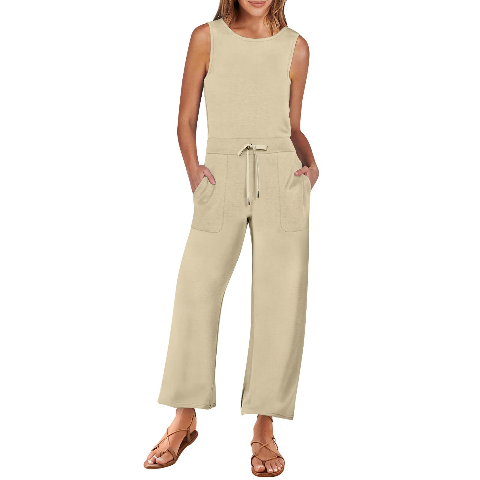 

Женский повседневный универсальный однотонный комбинезон без рукавов из девяти предметов XXXL хаки