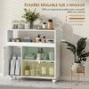 Bathroom Cabinet on Casters, Tempered Glass Doors, Open Compartment, 71 x 20 x 70 cm, White