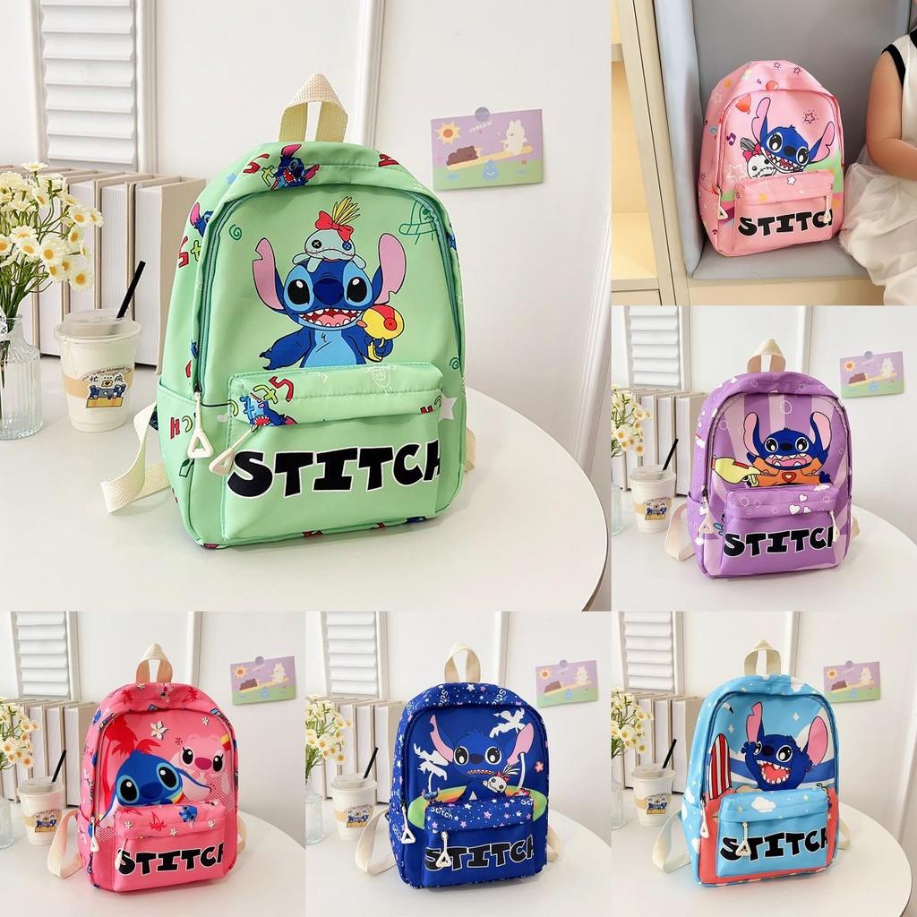 Stitch Children Cartoon Print School Backpack With Breathable Nylon For Kindergarten Kids