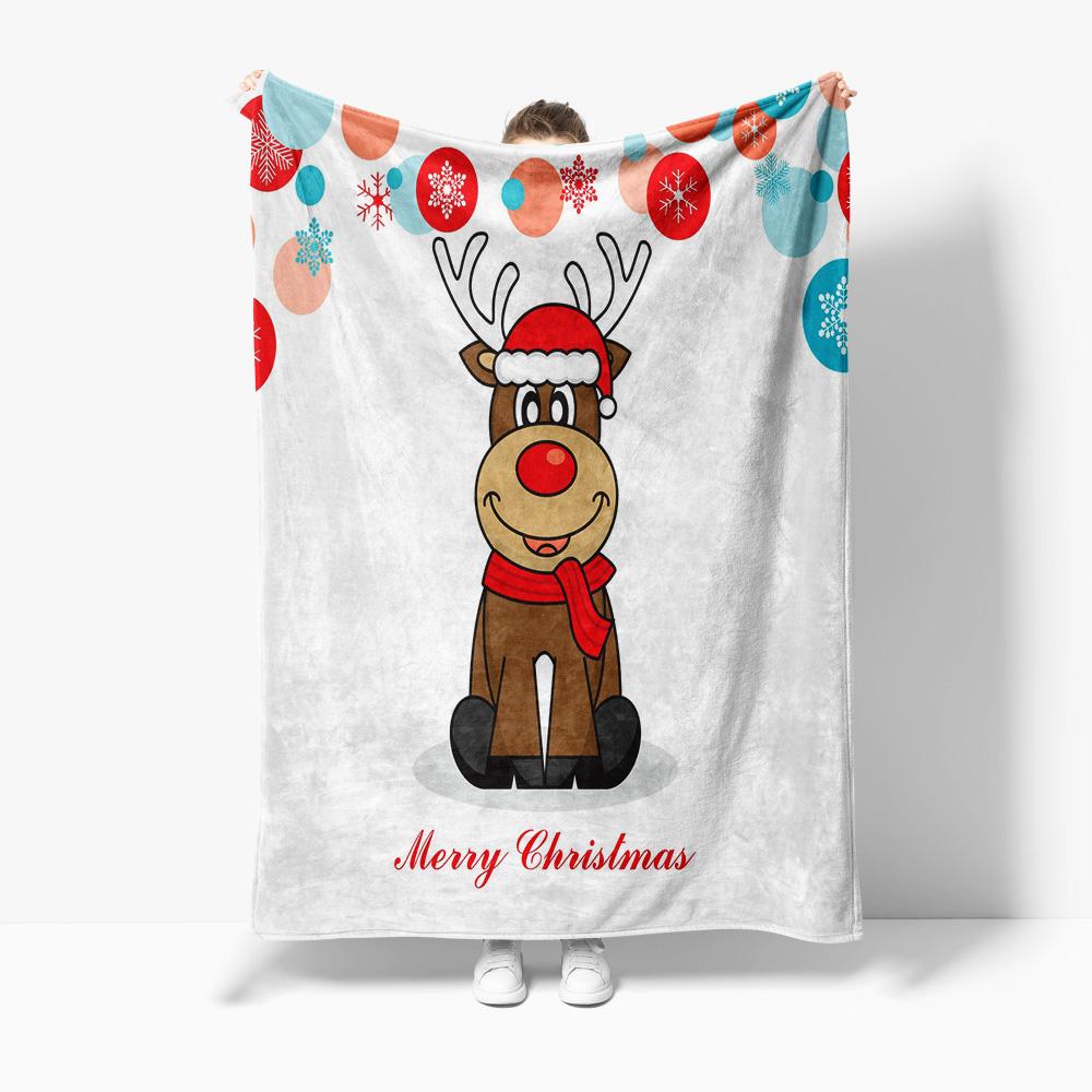 Soft Christmas Deer Throw Blanket Cozy Reindeer Farmhouse Holiday Decor Gift Warm Flannel Bedspread Home Dorm Room Decor