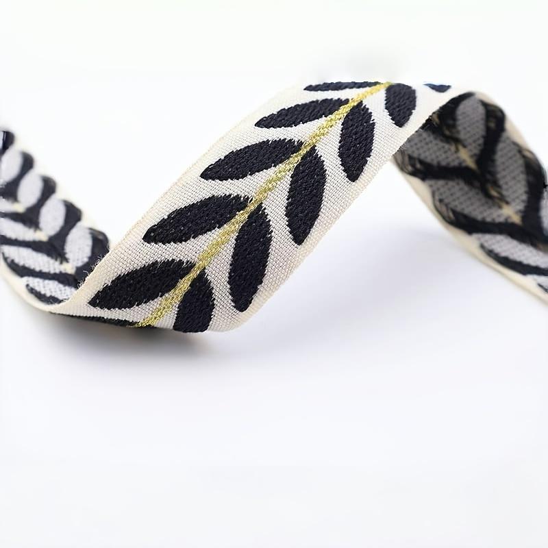 Embroidered Leaf Embroidered Trim Ribbon Satin - Multi-Color Options Decorative Ribbon Fabric 0.91 Meter Pack for DIY Sewing Craft