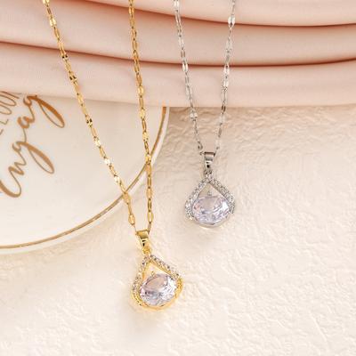 Titanium Steel Necklace Women's Versatile Water Drop Pendant Non-fading Jewelry