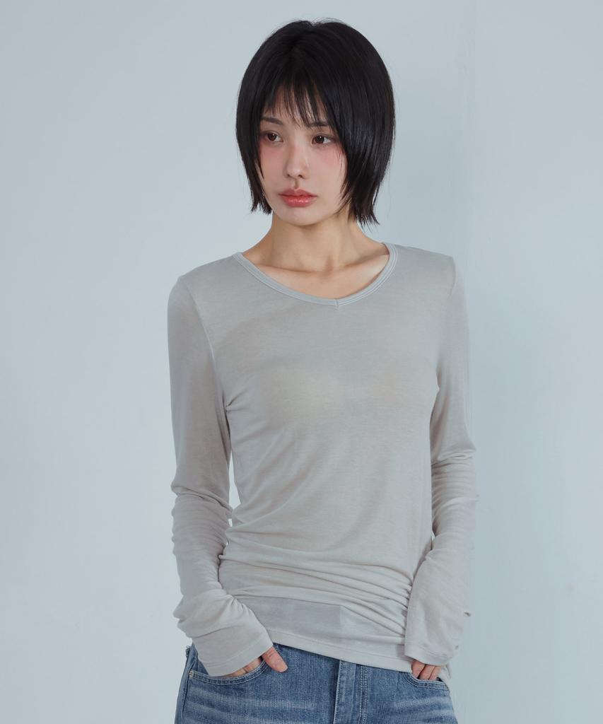 KIJIKO Ke311. Curved Sheer Tee Gray