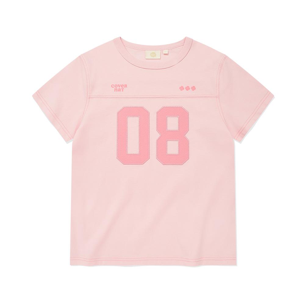 COVERNAT WOMAN Number Logo T-Shirt Pink