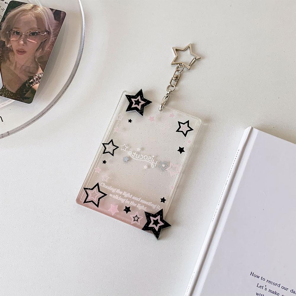 

Acrylic KPOP Idols Photocard Holder Star Card Holder Protecter Key Chain Bag Pendant Accessories Three-Inch Polaroid Display Hangers чёрный