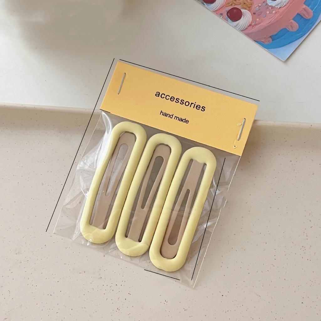 Épingles à cheveux simples givrées pour filles, 3 pièces, pinces à cheveux carrées, ovales, Triangle, pour enfants, épingles à cheveux, cliquez sur clac