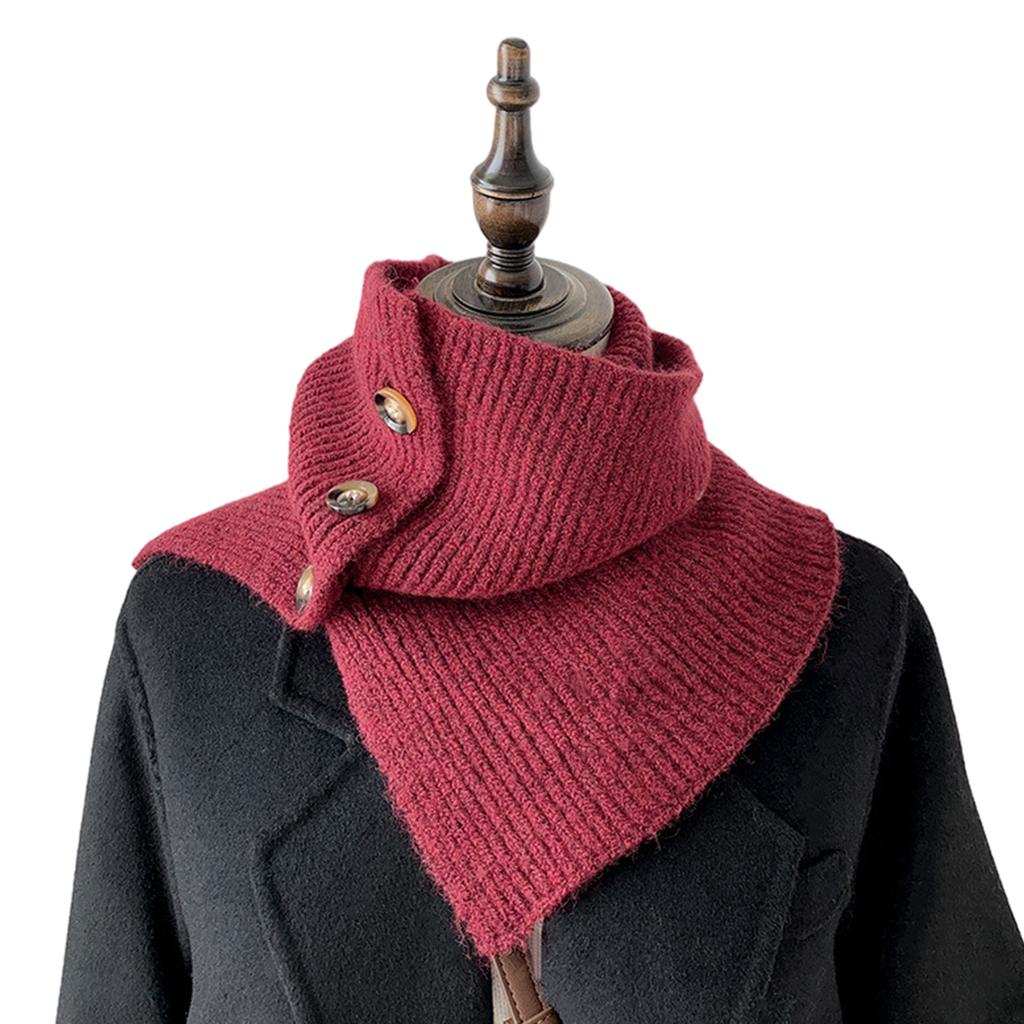 Cable Knit Wrap Button Scarf Winter Warm All-Matching Button Scarf Neck Protections Knit Neckerchief Windproof