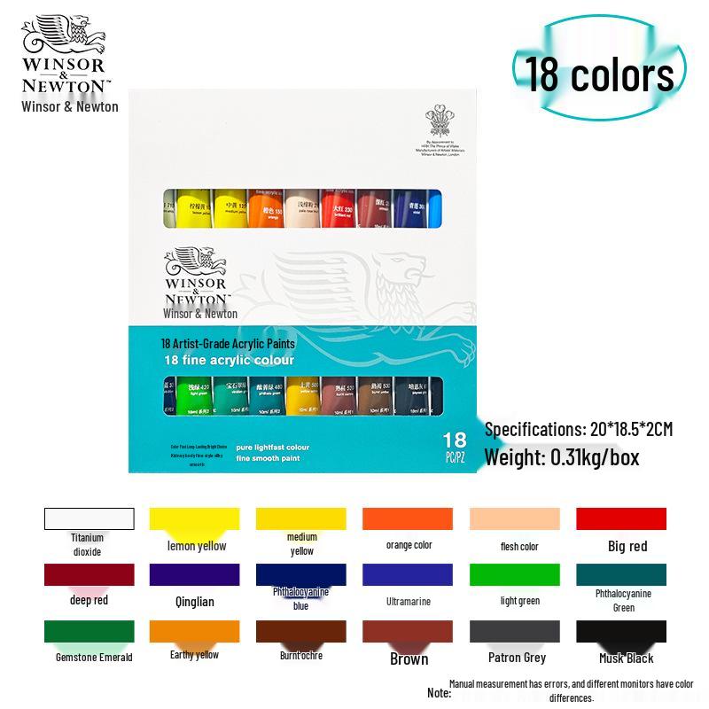 Winsor & Newton 12-Color Waterproof Acrylic Paint Set for DIY Stone, Textile & Wall Painting