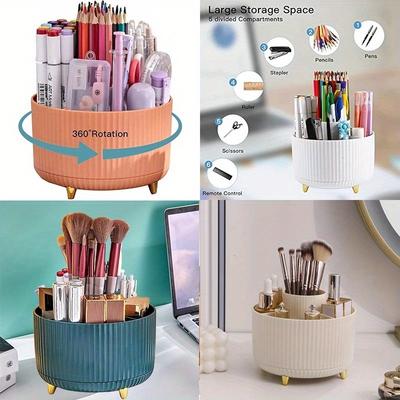 Boîte de rangement de bureau, porte-stylo, pinceau à peinture, boîte de rangement de maquillage, bureau rotatif à 360 °, rangement multifonctionnel pour l'école