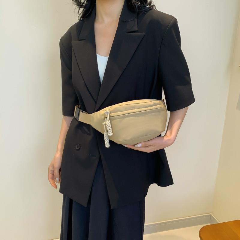 Fashion Crossbody Chest Bag Canvas Casual Bag Women's New Trendy Casual Sports Niche Fashionable Solid Color Waist Bag