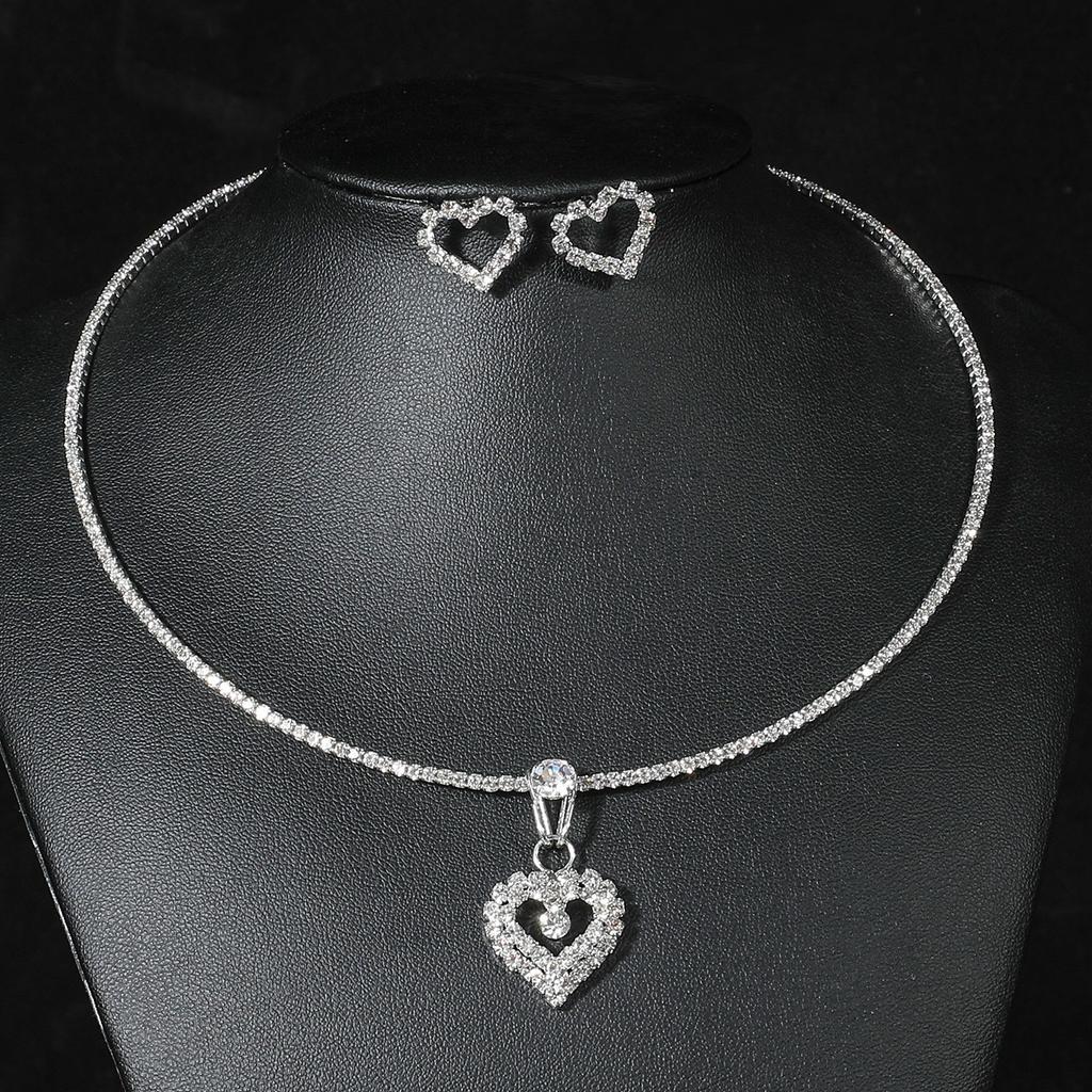 Butterfly Collar Necklace Rhinestone Necklace Earrings Wedding Two-piece Wedding Dress Accessories, Bridal Jewelry Set