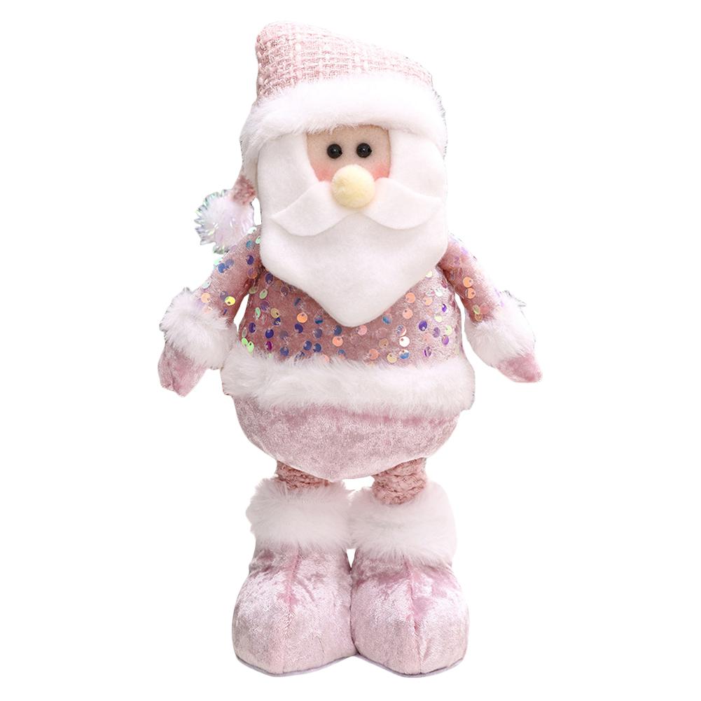 

Christmas Pink Sequin Telescopic Doll Santa Claus Snowman Elk Plush Stractable Soft Doll for Xmas Tree Decor