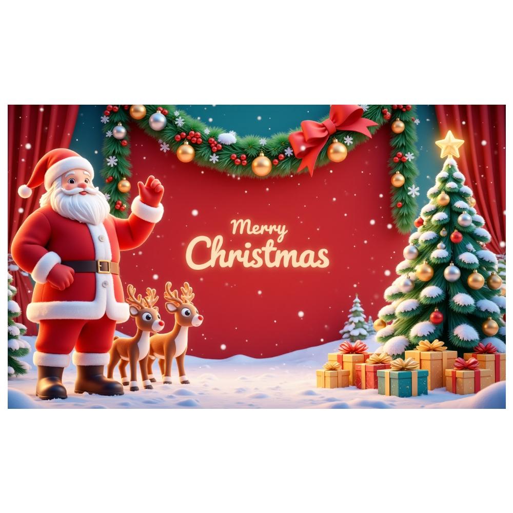 Xmas Party Banner Santa Claus Design Xmas Banner Festive Banner Reindeer Image For New Year Decor Christmas Party Family Party