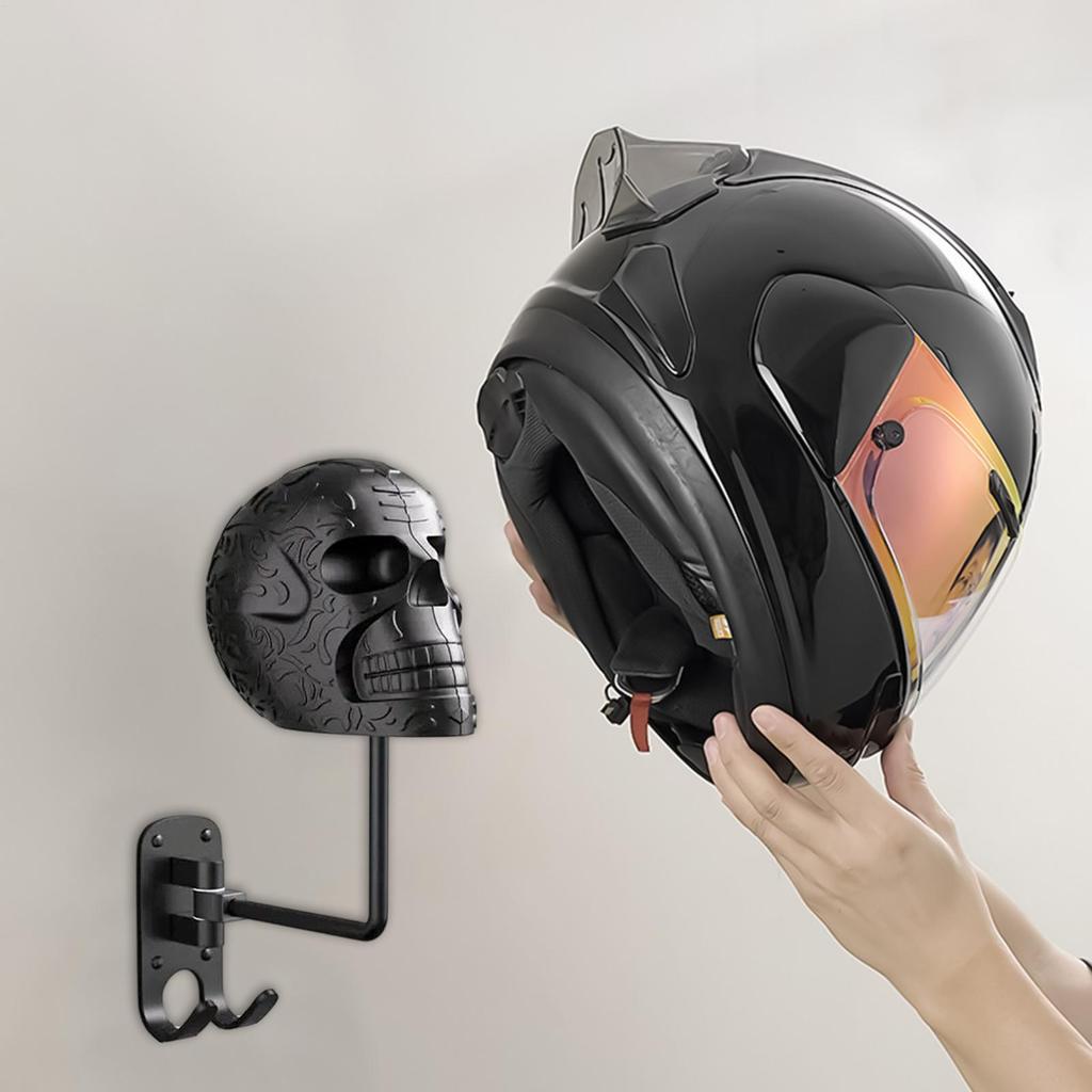 Helmet Holder Scary Skull Caps Stand Wall Mount Clothes Helmet Holder For Men Women Bedroom Garage Living Room Entryway Party
