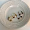 French Retro Tiger's Eye Crystal Round Earrings: Autumn/Winter Gold-Plated Copper Hoops for Women