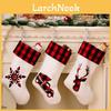 Chaussettes de Noël Blanches Luxueuses avec Bords à Carreaux Rouges et Noirs pour l'Ambiance des Fêtes
