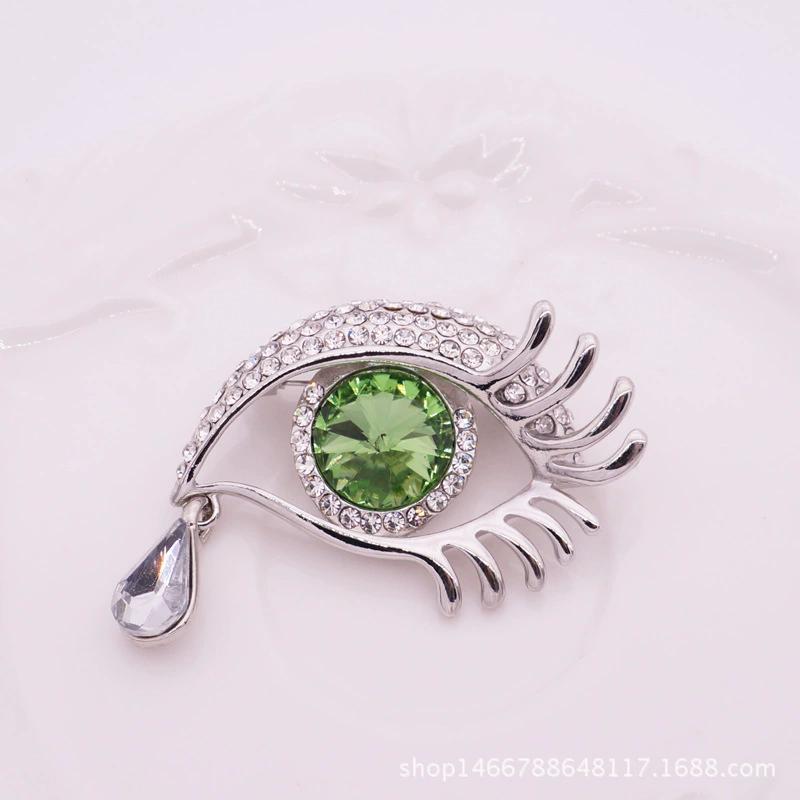 Waterdrop Crystal Eyes Brooches For Women Rhinestone Enamel 4-color Eyes Office Causal Brooch Pins Gifts