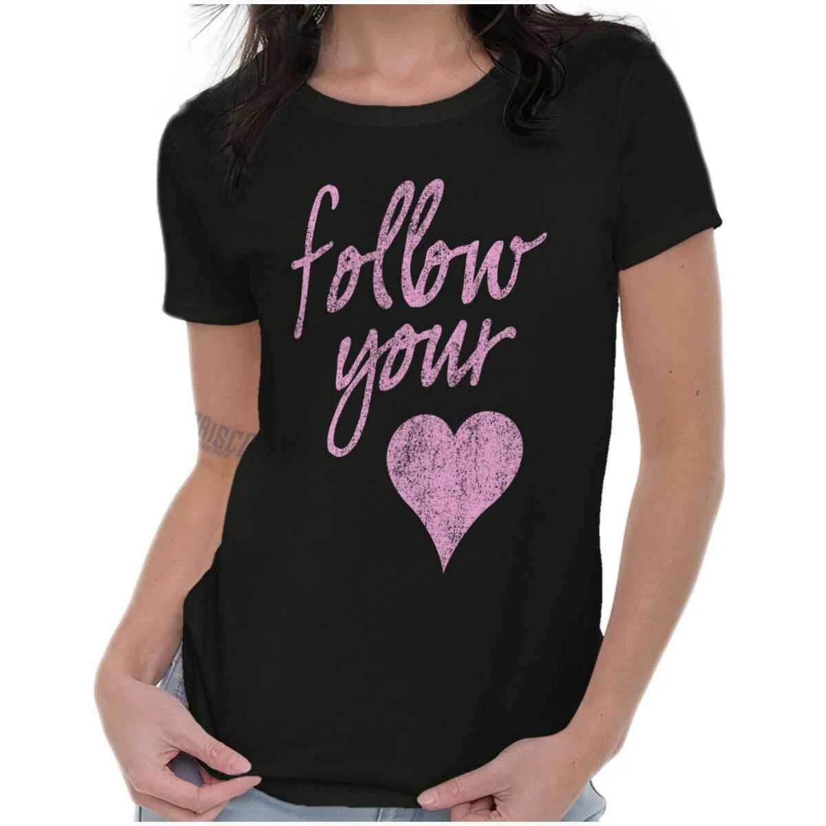 Follow Your Heart Valentine s Day Inspiring Womens Top Junior Graphic Tee XXXL
