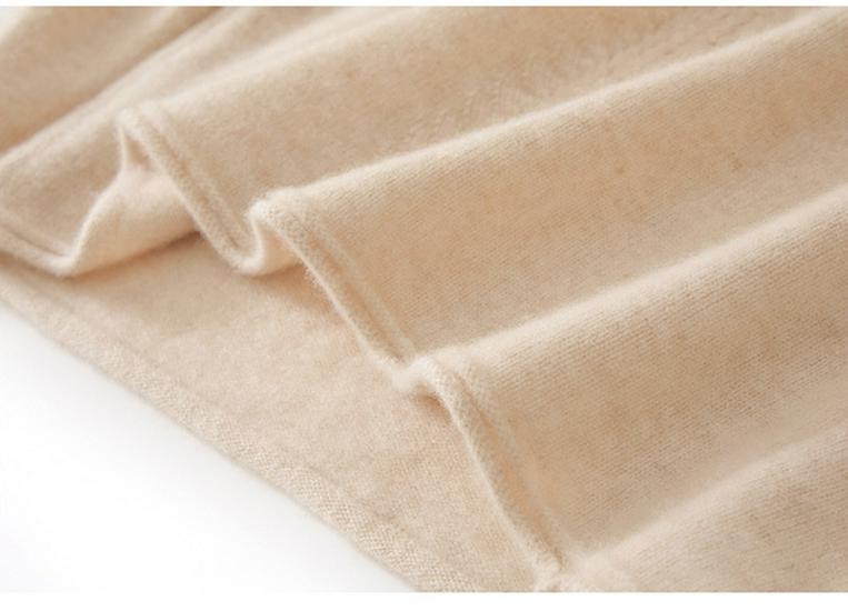 Women's Cashmere Rolled Hem High-Collar Hollow Sweater - Loose Knit Base Layer for Autumn/Winter