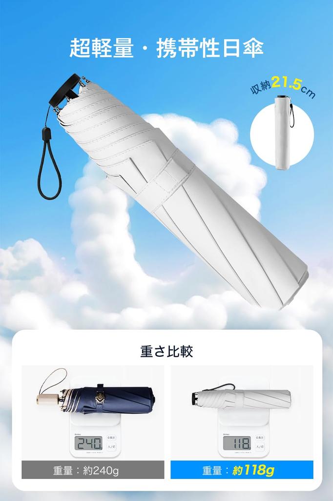 Lightweight and compact folding parasol with UV light and can be used as a rain umbrella or UV protection, 100% blocking, umbrella. protection,