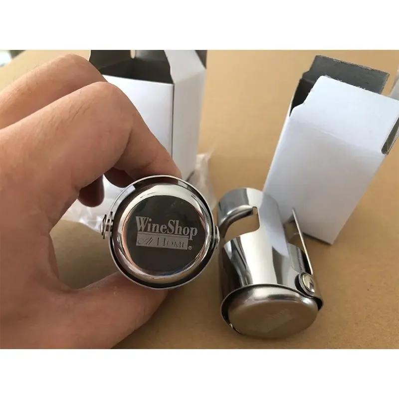 

NEW Portable Stainless Steel Champagne Stopper Cork Sparkling Wine Bottle Plug Sealer Push-type Inflatable Champagne Plug Cap silvery