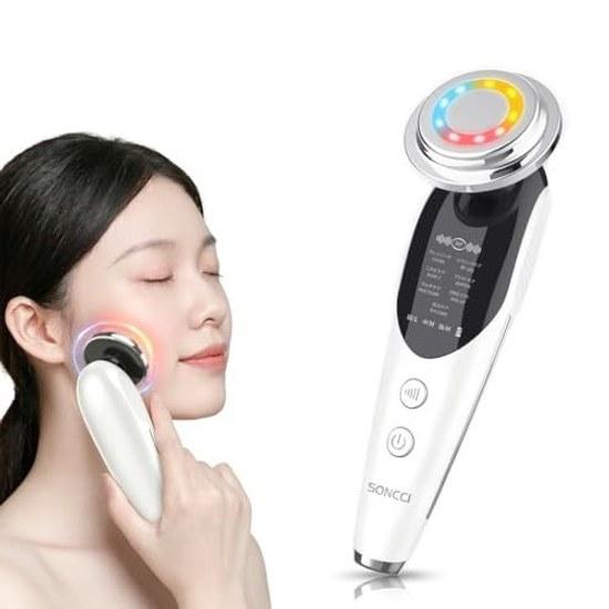 Facial Device EMS Ultrasonic Introduction RF Pore Suction Eye Care Bright Ion Extraction Thermal Sagging Improvement 4-color Light LED.