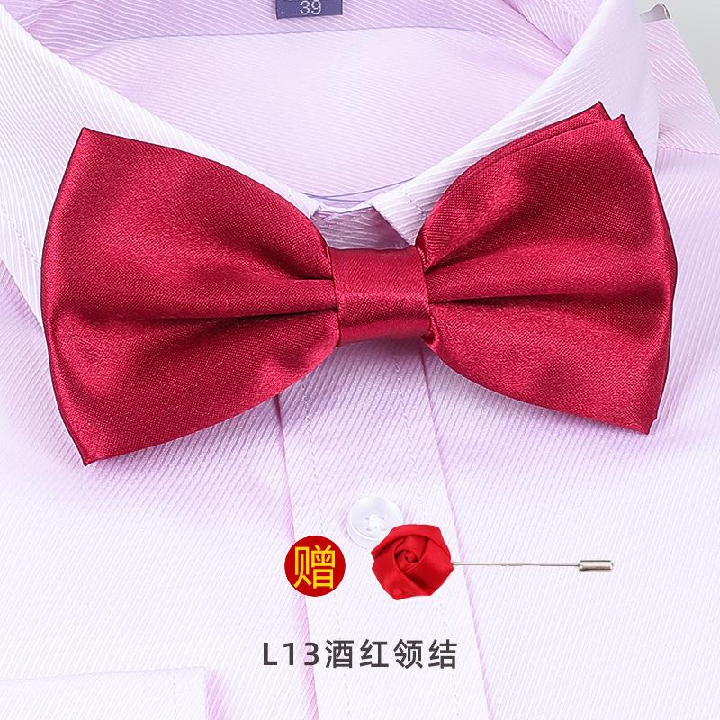 Men'S Korean Banquet Groom Wedding Best Man British Bow Tie Brooch Set Burgundy Bow Red Bow Tie