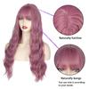 MERISIHAIR Purple Wig with Bangs Long Wavy Wig for Women, Synthetic Wig Heat Resistant 24 Inches