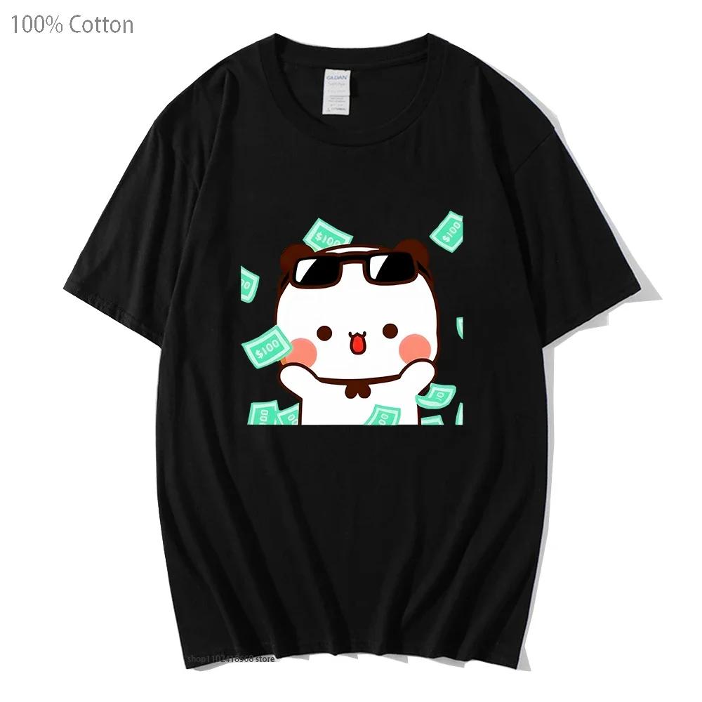 Cute Bubu and dudu Is So Rich Millionaire T-Shirts for Men Women Couple clothes Cotton Tops Panda Bear Tees Casual