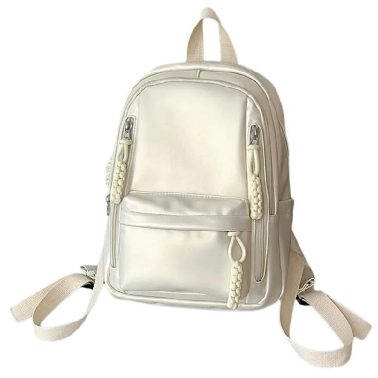 Soft PU Leather Backpack Spacious for College Essential Fashion Solid Color Laptop Daypack for Student and Commuters