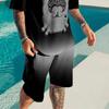 Men's Sets Summer Short Sleeve T Shirt Shorts 2 Piece Outfits Street Sportswear Print Men Clothing Retro Style Casual Tracksuits