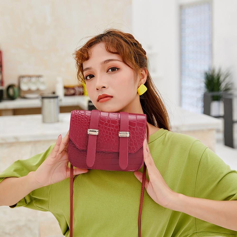 New Fashion Women Chain Shoulder Bag PU Leather Candycolor Crossbody Messenger Mini Bag Purple