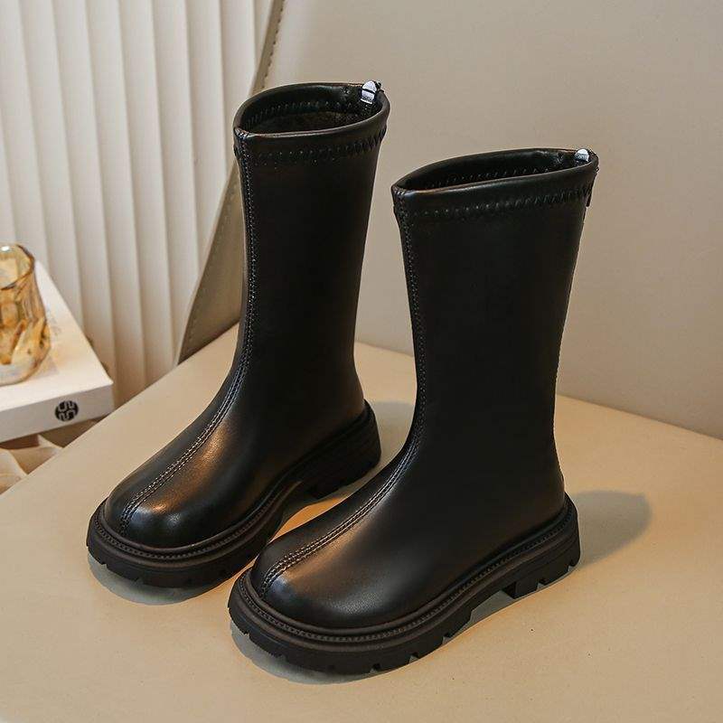 

Девочки сапоги 2025 осень и зима новые корейская версия мода высокие сапоги средние и старшие детские универсальные британский стиль сапоги принцессы Inner Length 23.5 37