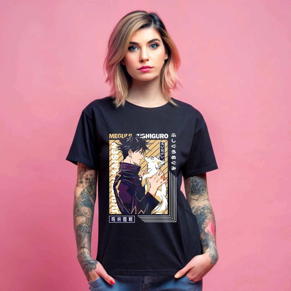 Anime Jujutsu Kaisen Megumi Fushiguro Kon Divine Black T Shirt S