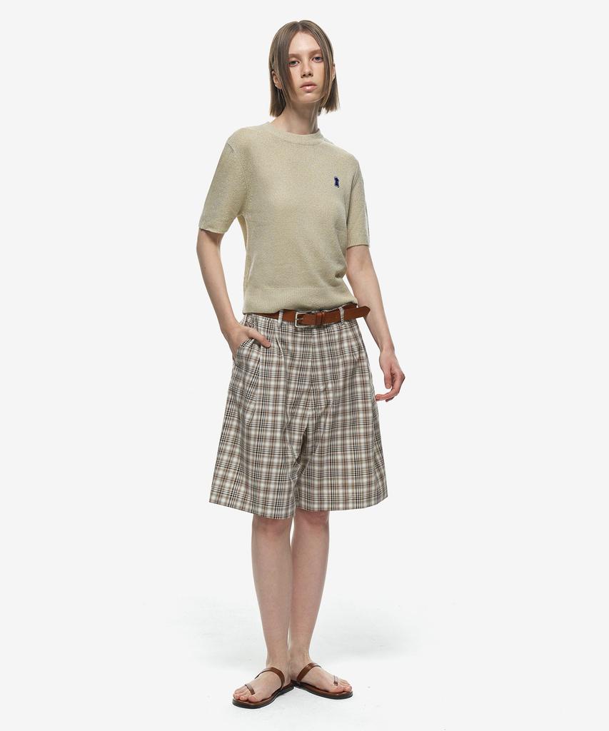 Sekeonmonollogeu Check Bermuda Pants [Beige]_Sept042Beige