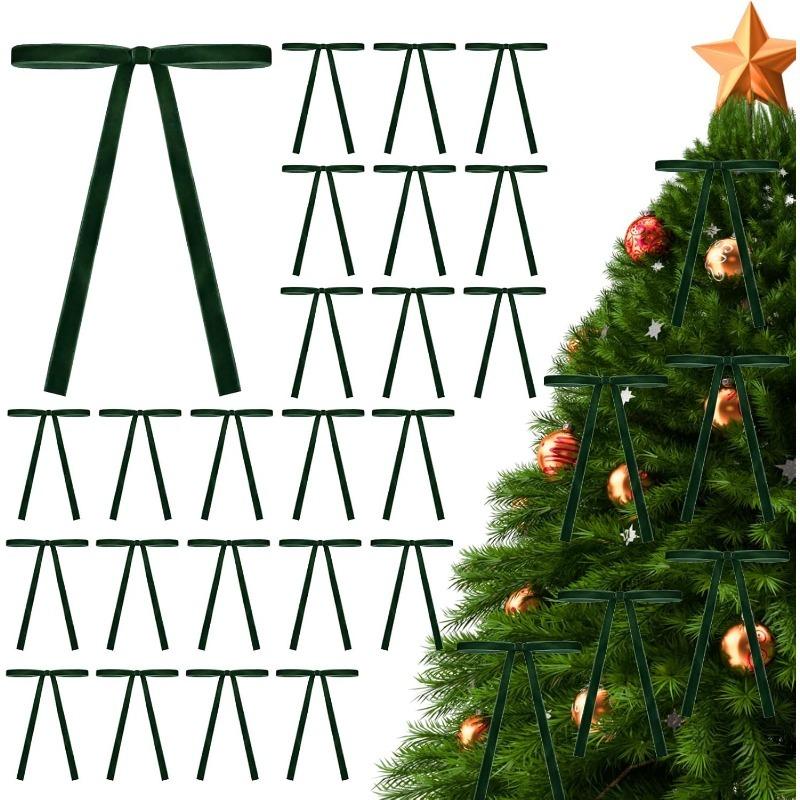 

5/10Pcs Bow Christmas Decoration Vintage Velvet Ribbon Bow for Xmas Tree Ornament Home Room Party New Year Gift DIY Craft Wreath 5Pcs зелёный
