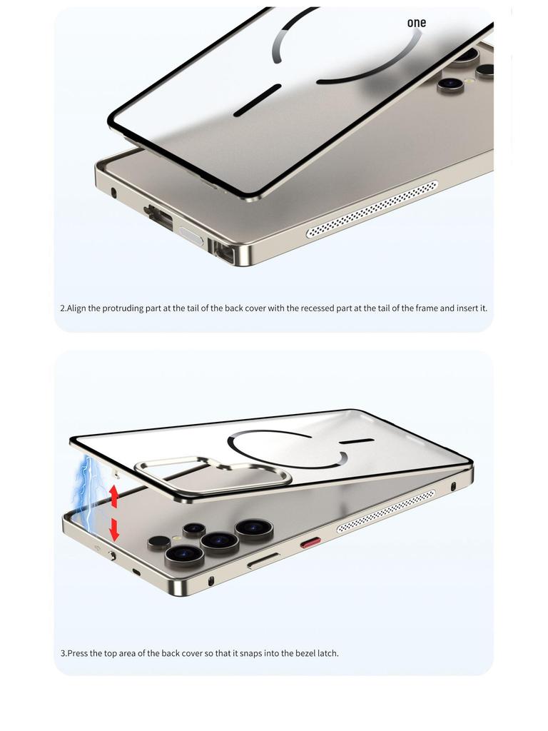 Samsung S26 Ultra Frosted Metal Frame Phone Case with Cooling Magnetic Ring - Exclusive Cross-Border Use