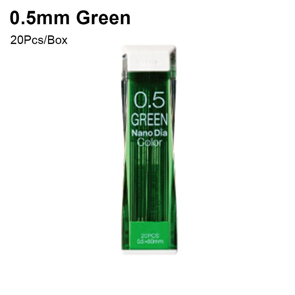

20 шт./коробка 0,5 мм Механические карандашные стержни Цветные Школьные канцелярские товары Офисные принадлежности Специальные для рисования 0.5mm Green