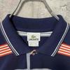 Used LACOSTE Short Sleeve Polo Shirt Border Pique Crocodile Logo Patch One Point Men's 5 Sizes L To XL Equivalent Navy