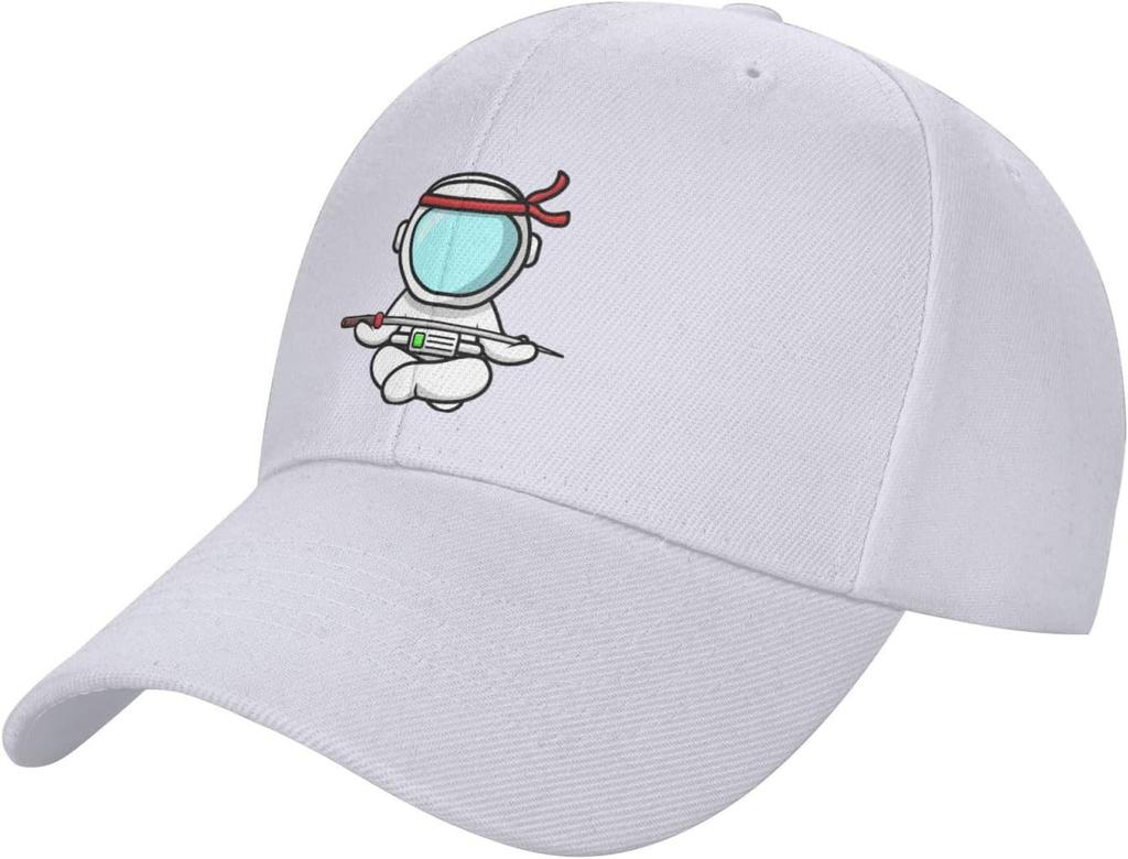 Astronaut Ninja Meditating With Sword Baseball Cap Polyester Casual Adjustable Sport Hat