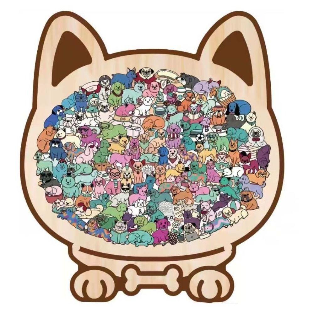 Düşünme Eğitimi Köpek Şekilli Yapboz Hayvan Şekilli Çocuk Yapbozu Yavru Köpekler Ahşap Yapboz Çocuk Oyuncak