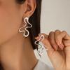 1 Pair Women Earrings Liquid Magma Metal Heart Drop Earrings Geometric Irregular Pleated Earrings Fashion Accessories