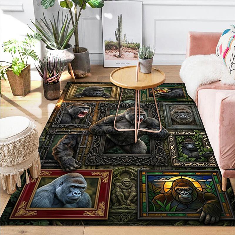 Kober s motivem Gorilla Art Gallery, podložka na podlahu do obývacího pokoje nebo ložnice, měkký a pohodlný koberec, dárek k narozeninám a svátku.