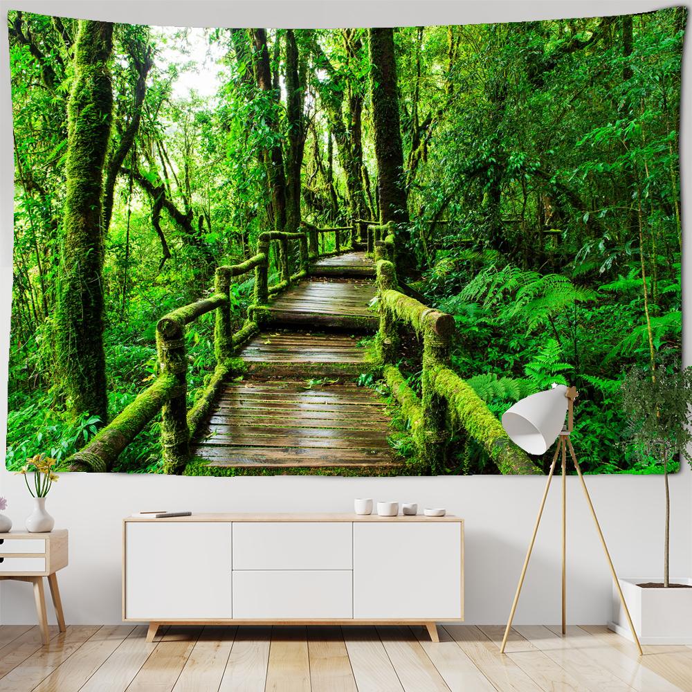 Tapestrie Botanică Verde Frunze de Palmier Plante de Pădure Tropicală din Asia de Sud-Est Tapiserie de Agățat pe Perete Pânză de Perete