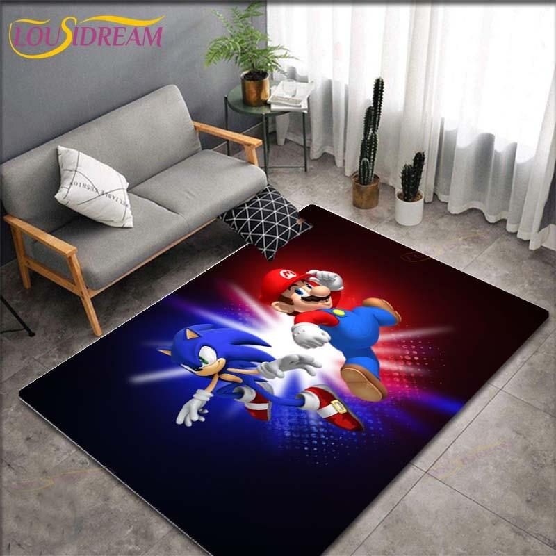 Tapetes com Padrão Anime Mario Bros para Sala de Estar Tapete de Área Antiderrapante Tapetes para Quarto de Crianças Tapete de Yoga Tapete Grande Decoração