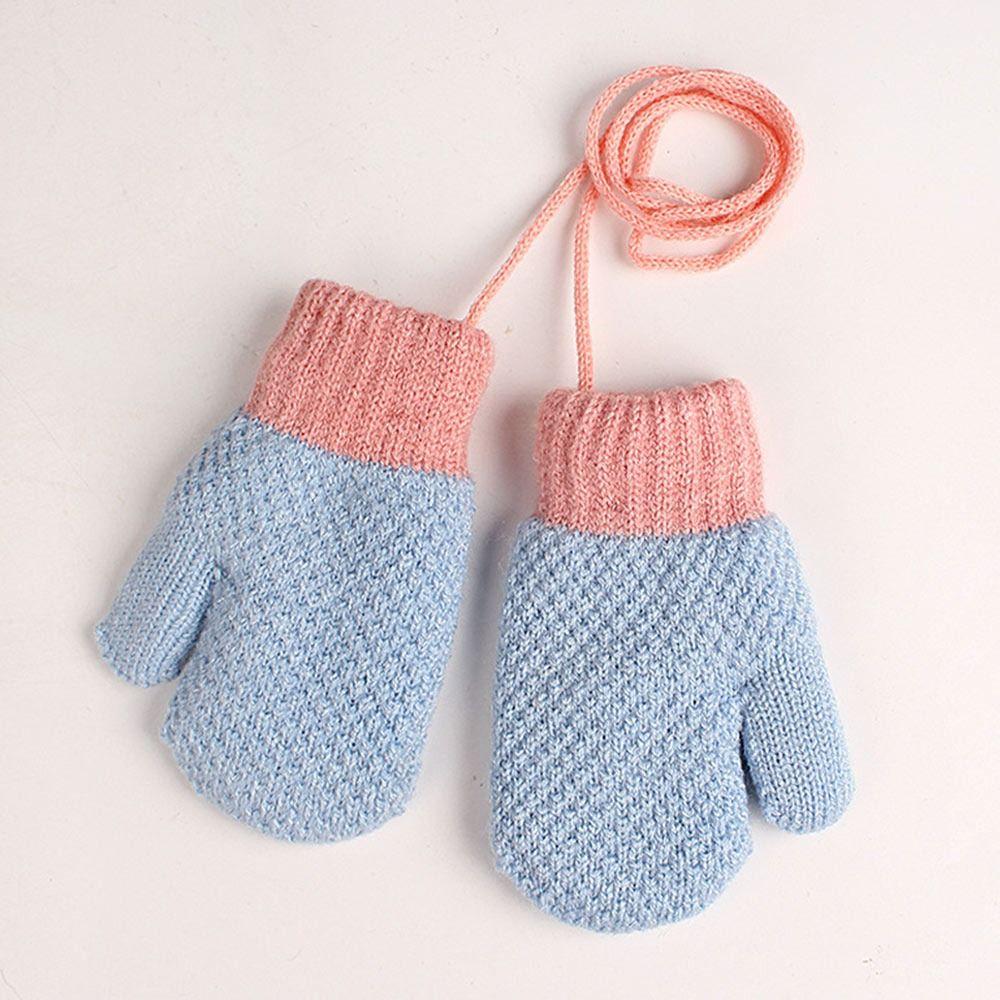 

Детские мягкие милые перчатки на шею, вязаные варежки, толстые теплые для 2-6 лет синий