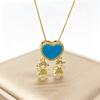 Stylish Son Daughter Romantic Heart Cubic Zirconia Family Girl Boy Pendant Necklace Copper Chain Jewelry For Birthday Gift Choke